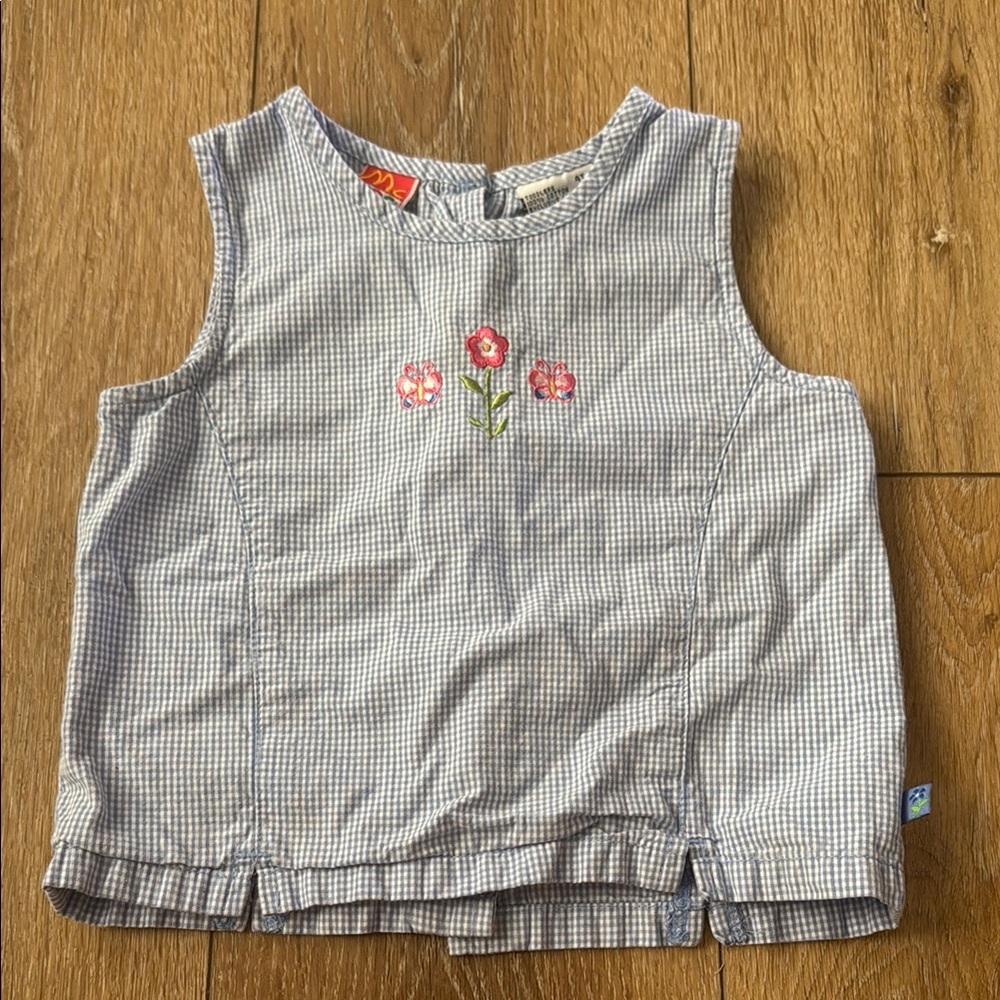 Vintage‎ McKids Blue and White Gingham Sleeveless Top, size 4T